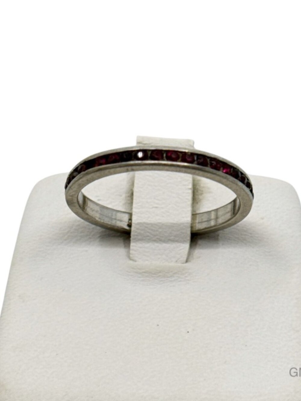 vintage sterling silver ruby rhinestone band ring - GM313